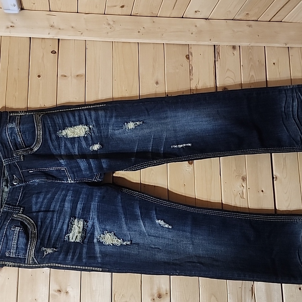 Affliction Blake Jeans Size 34  $175 Faded distressed NWOT 33in Inseam Cotton